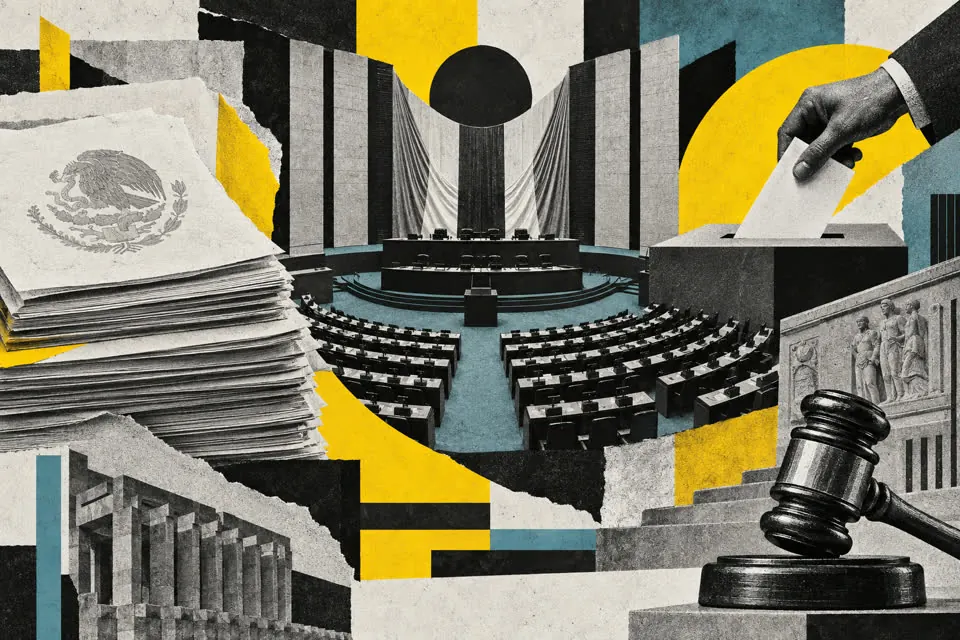 Ilustración editorial de Ruta 27 sobre Congreso y reglas electorales