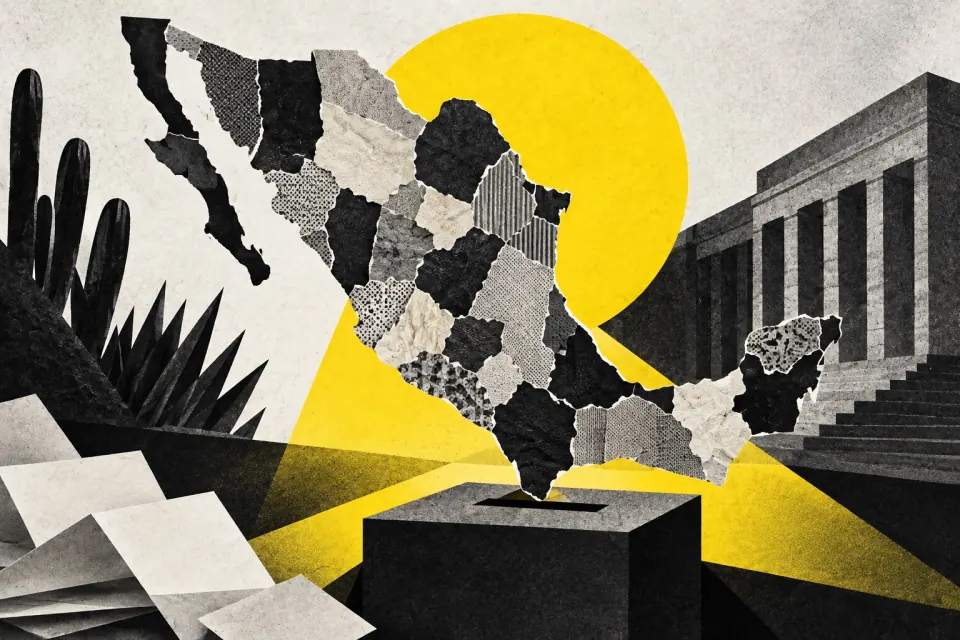 Ilustración editorial de Ruta 27 sobre elecciones estatales y locales