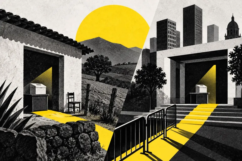 Ilustración editorial de Ruta 27 sobre elecciones estatales y locales
