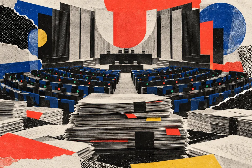 Ilustración editorial de Ruido Cero sobre Congreso y proceso legislativo