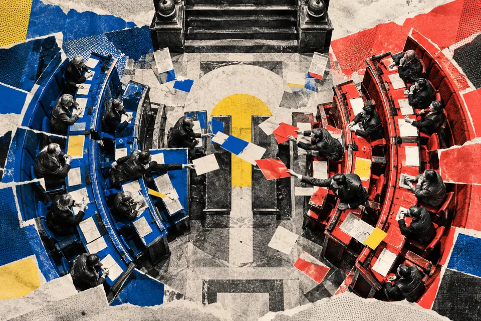 Ilustración editorial de Ruido Cero sobre Congreso y proceso legislativo