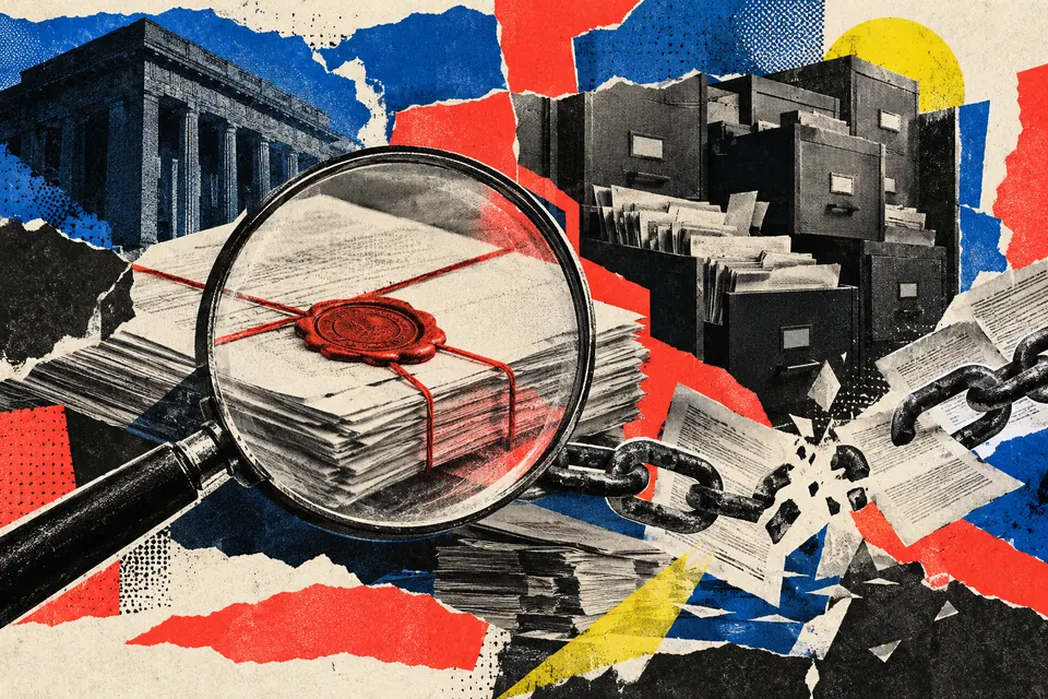 Ilustración editorial de Ruido Cero sobre corrupción y rendición de cuentas