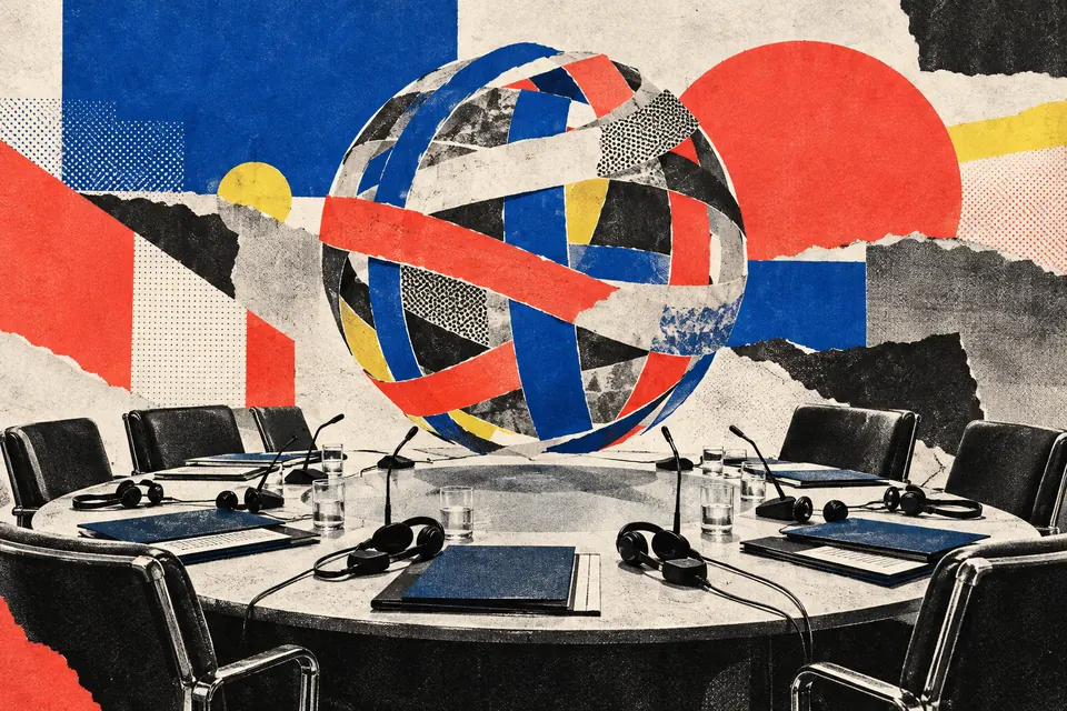 Ilustración editorial de Ruido Cero sobre relaciones internacionales