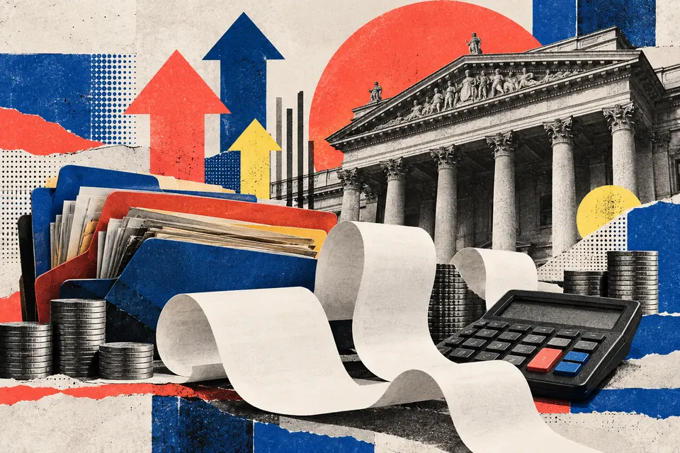 Ilustración editorial de Ruido Cero sobre impuestos y recaudación