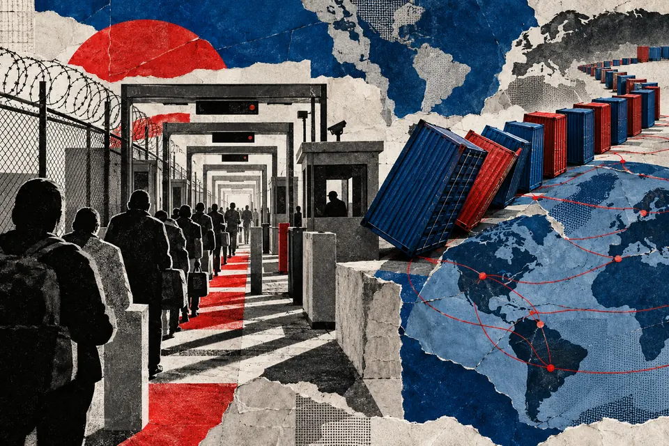 Ilustración editorial de Ruido Cero sobre crimen organizado