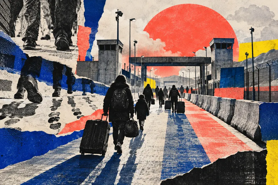 Ilustración editorial de Ruido Cero sobre migración