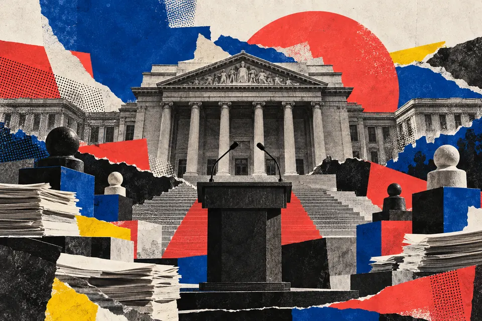 Ilustración editorial de Ruido Cero sobre Congreso y proceso legislativo