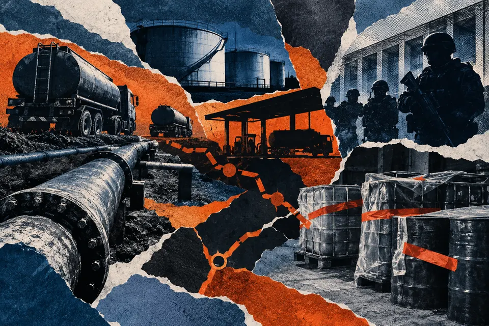 Ilustración editorial de Ruido Cero sobre crimen organizado