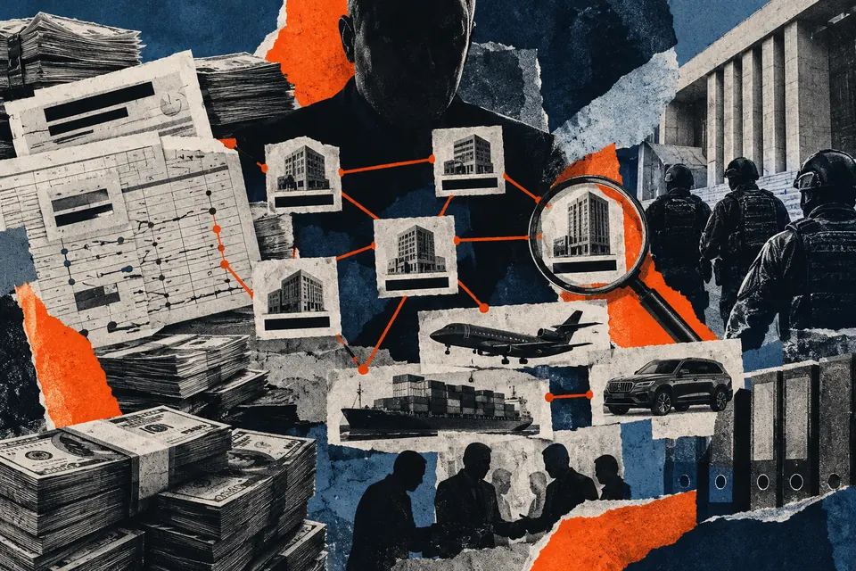 Ilustración editorial de Ruido Cero sobre crimen organizado