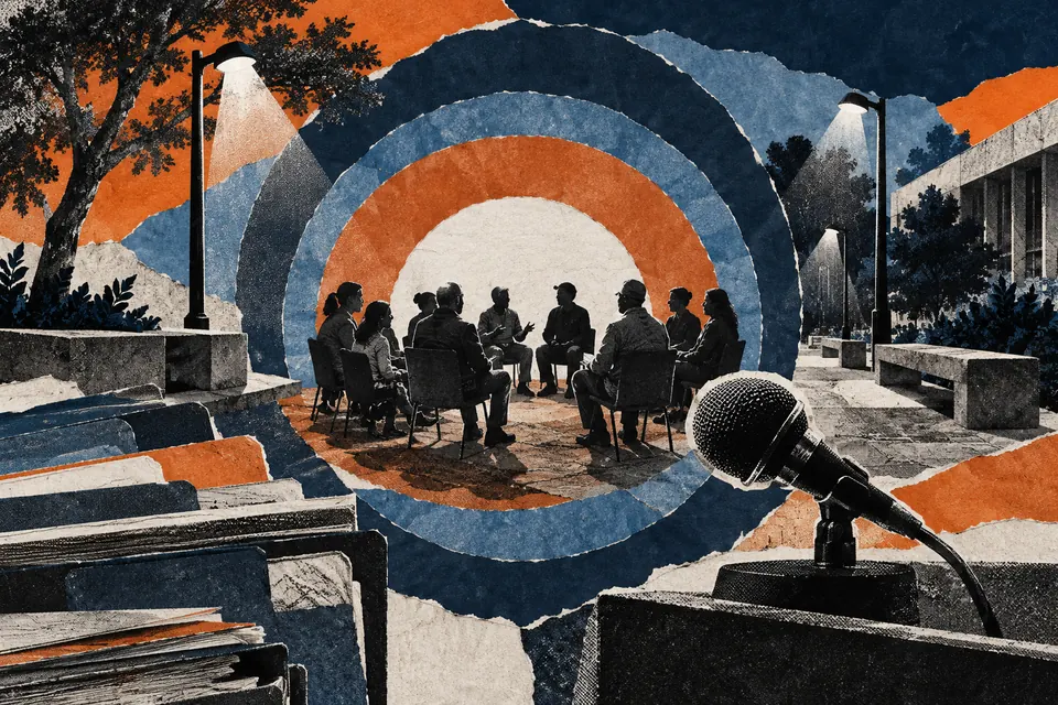 Ilustración editorial de Ruido Cero sobre seguridad pública