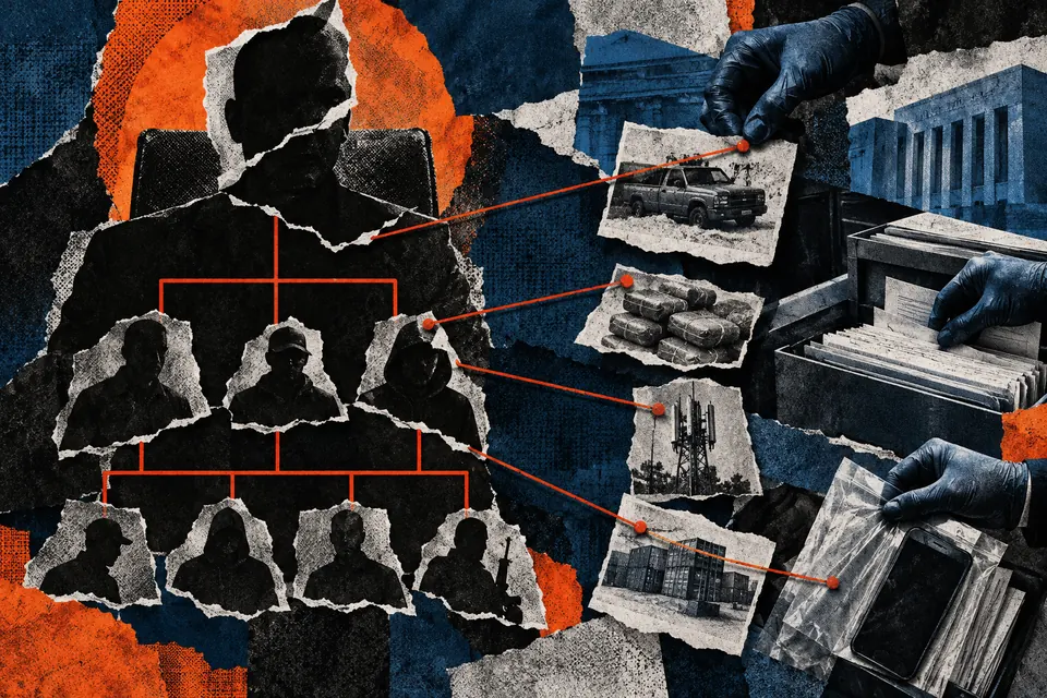 Ilustración editorial de Ruido Cero sobre crimen organizado