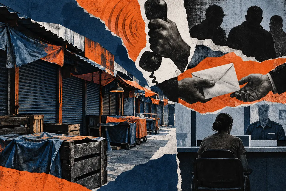 Ilustración editorial de Ruido Cero sobre crimen organizado