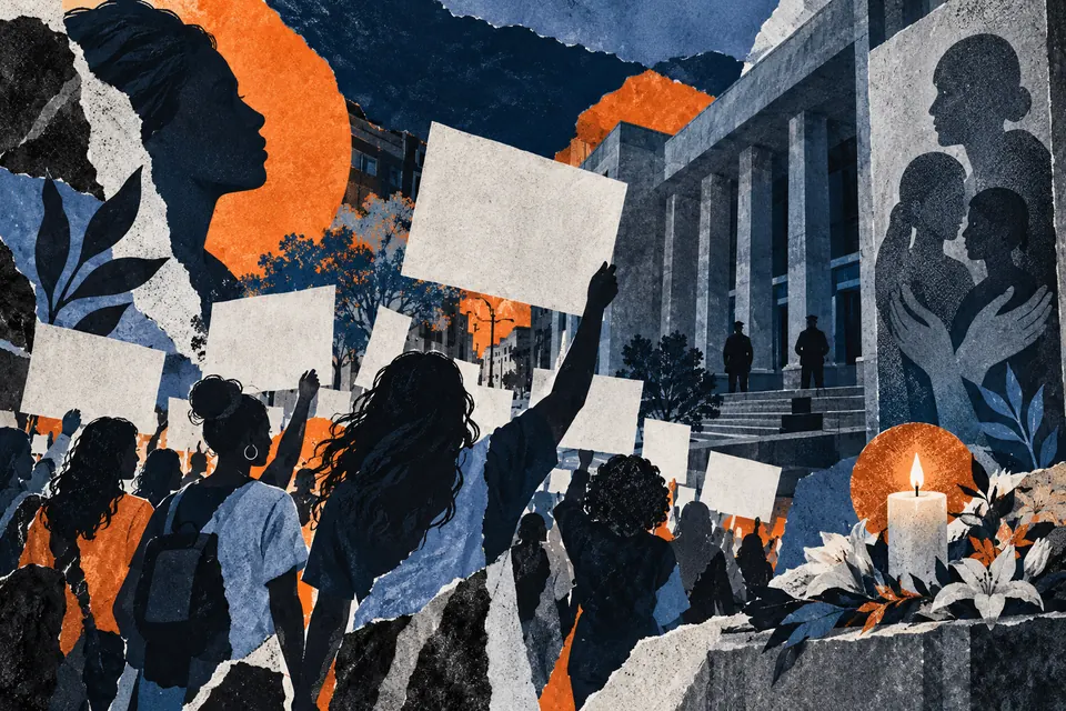 Ilustración editorial de Ruido Cero sobre derechos humanos