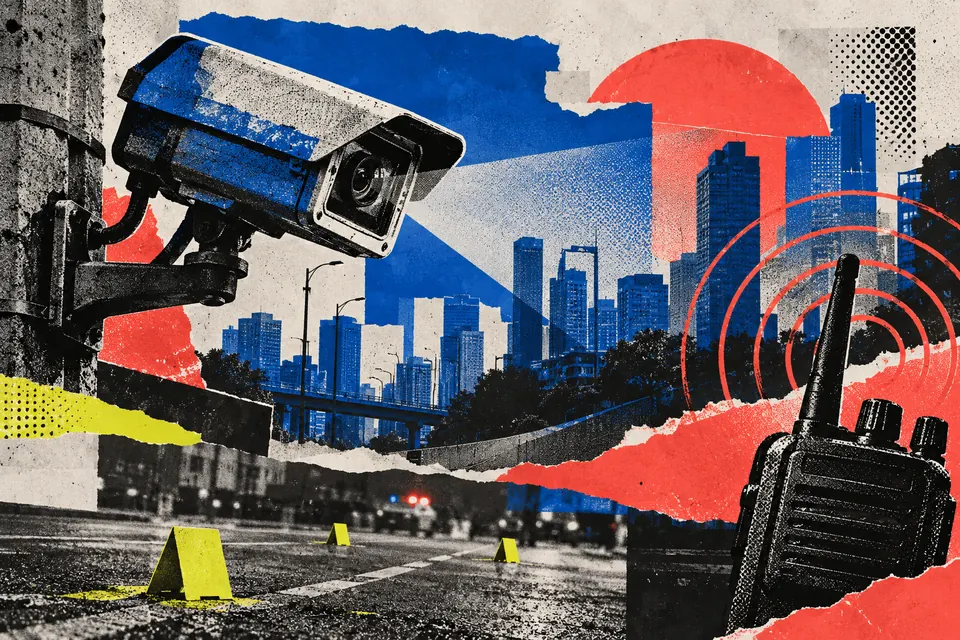 Ilustración editorial de Ruido Cero sobre seguridad pública