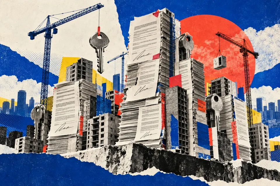 Ilustración editorial de Ruido Cero sobre ciudades y vivienda